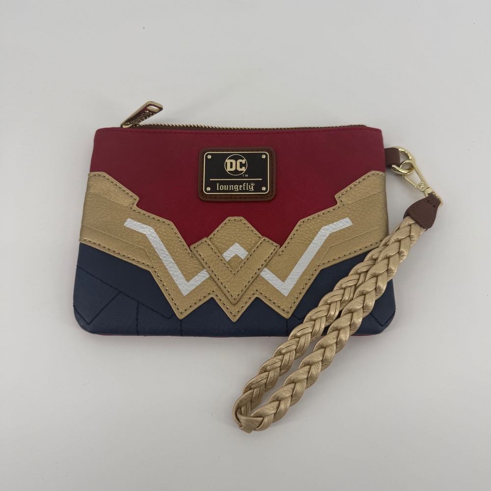 Loungefly DC Comics Wonder Woman Wristlet Red Gold Navy Wallet Pouch